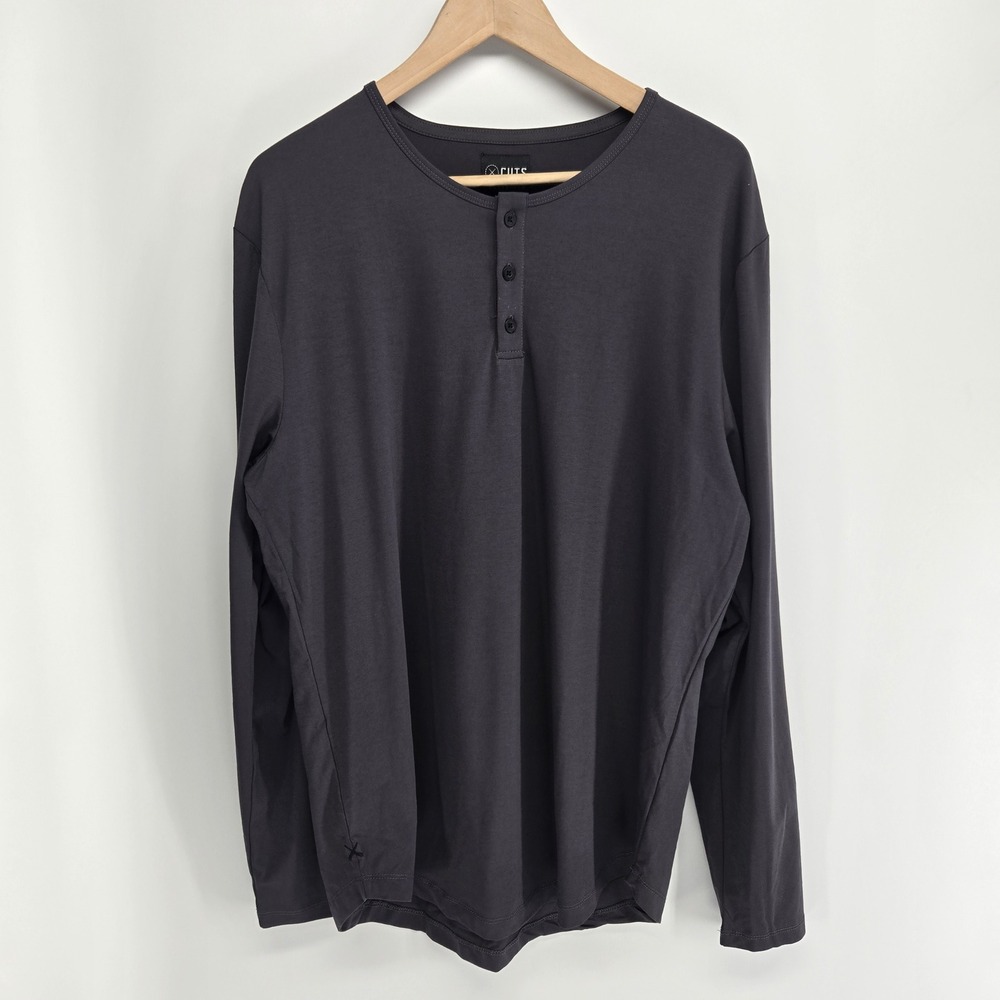 Cuts Henley Shirt Mens XXL Grey Curve-Hem Long Sleeve PYCA Pro NEW